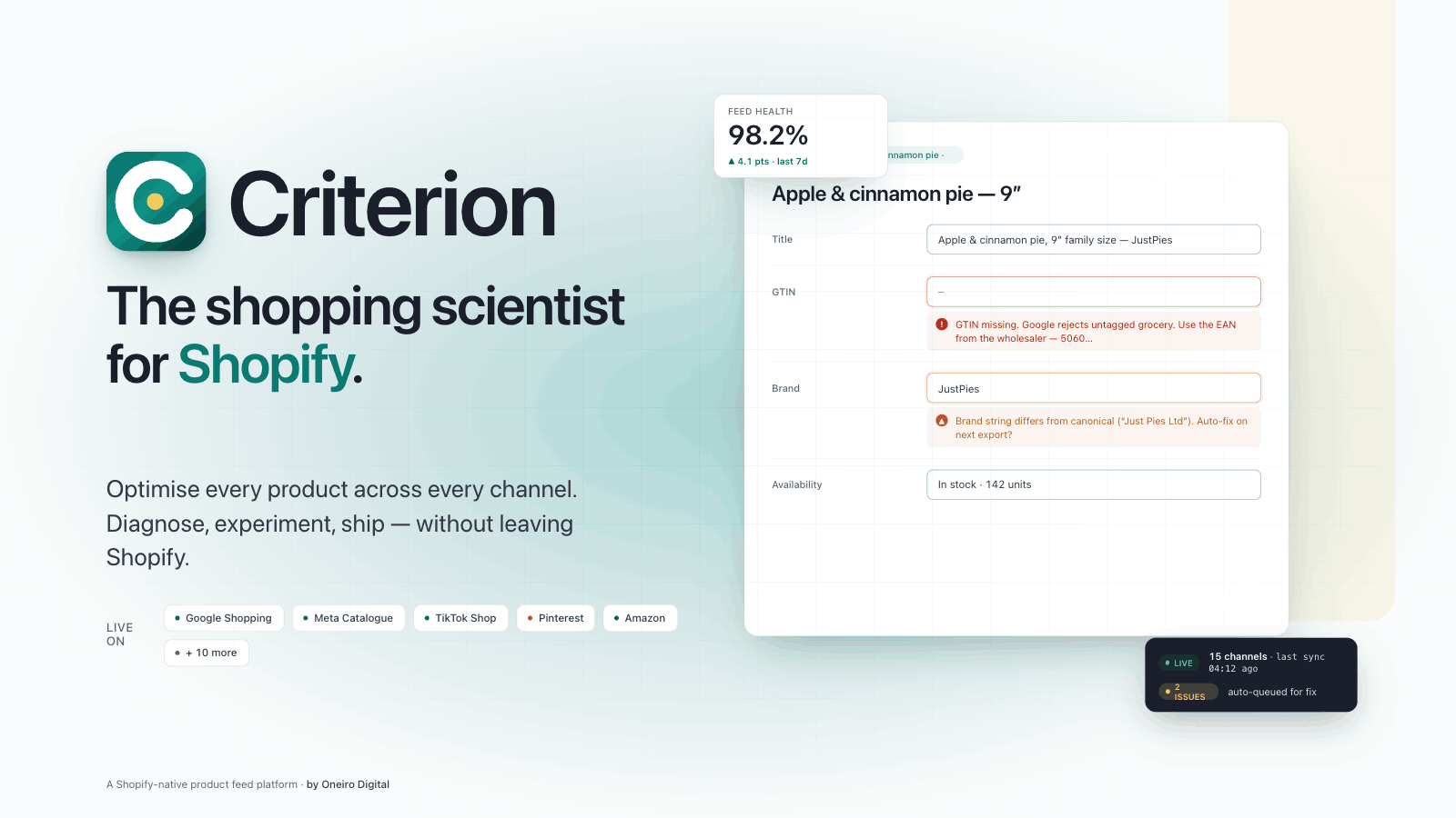 Criterion: The shopping scientist for Shopify — optimise every product across every channel